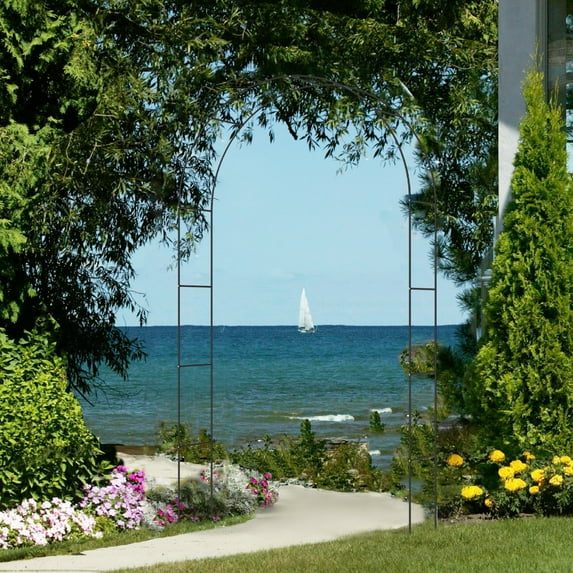 Pcapzz Metal Garden Arch Trellis Large Iron Plant Trellis Wedding Arch for Ceremony Multipurpose Outdoor Garden Trellis for Climbing Plant Sturdy Metal Garden Arbor for Wedding Birthday Party