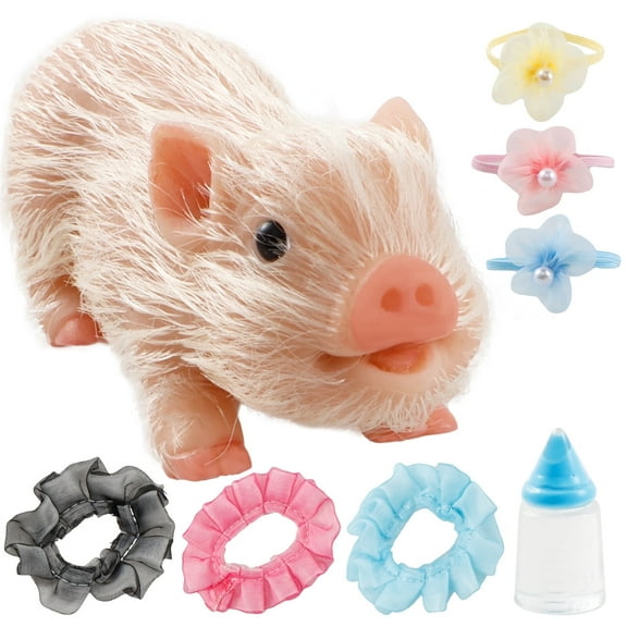 Mini Silicone Pig Doll, White/Spotted, 5''