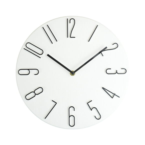 Pcapzz Modern Wall Clock,Wall Clock Silent Non Ticking,Minimalist Block Imitation Wood 3D Round Stereo Digital Battery Operated for Living Room Bedroom Office Decor 12 in