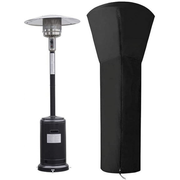 Pcapzz Patio Heater Cover With Zipper And Storage Bag,Waterproof Dustproof Wind-Resistant,Black Standup Outdoor Heater Cover For Home Garden