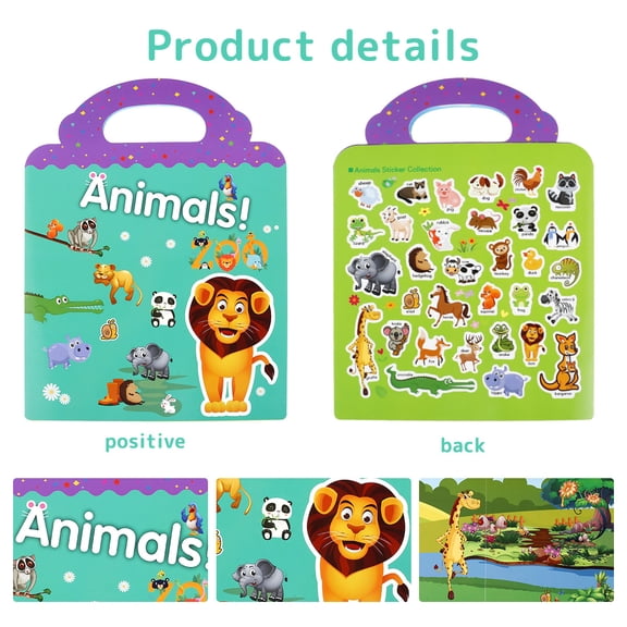 Pcapzz Reusable Sticker Pad,Removable Toddler Scenes Stickers Book Learning Toys Gift For Boy Girl Age 2+ Years Old