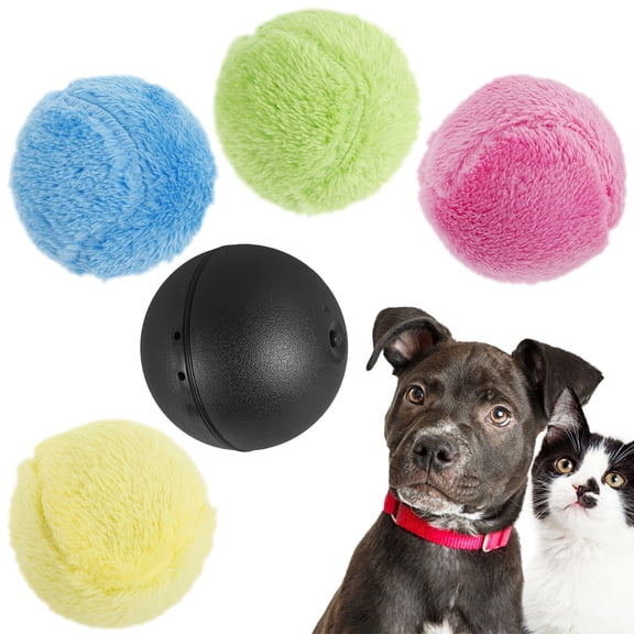 Pcapzz Roller Ball Automatic Rolling Ball Toy Interactive Pet Electric Toy Educational Moving Toy with 4 Ball Cover for Puppy Cats Dogs Home Pet Toys