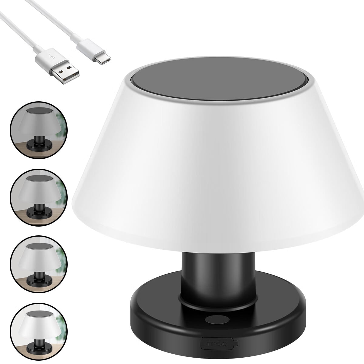Pcapzz Solar Table Lamp Solar Night Light Desk Lamp USB Rechargeable IP65 Waterproof Cordless 4 Lighting Modes Adjustable LED Bedside Lamp for Indoor or Outdoor
