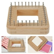 Pcapzz Square Knitting Loom Beech Wood Knitting Board DIY Handcraft Weaving Loom with Non Detachable Hooks Knitting Loom Tools for Making Cushions Scarves Hats Shawls