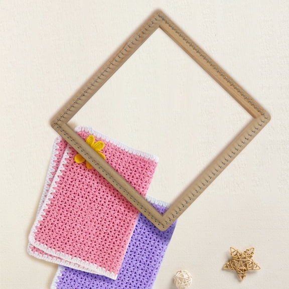 Pcapzz Square Knitting Loom Beech Wood Knitting Board DIY Handcraft Weaving Loom with Non Detachable Hooks Knitting Loom Tools for Making Cushions Scarves Hats Shawls