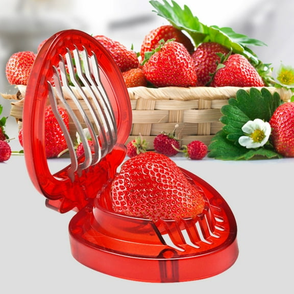 Pcapzz Strawberry Slicer Tool Stainless Steel Strawberry Cutter with Sharp Blade Small Portable Strawberry Pedicle Remover Household Kitchen Gadgets for Fruit Cutting and Processing