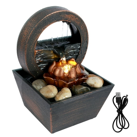 Pcapzz Tabletop Fountain Meditation Water Fountain with Light Small Waterfall Fountain Desktop Decor Sound Relaxation Fountain Ornament Reusable Tabletop Waterfall for Table Office Home