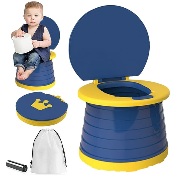 Pcapzz Travel Potty,Potty for Kids Toddlers Foldable Potty Training Seat with Cleanng Bags Emergency Toilet for Outdoor Travel Car Camping Park
