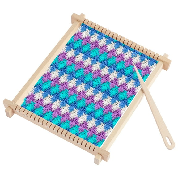 JTWEB Weaving Loom Kit Wooden Weaving Frame Set with Big Eye Needle Hand Knitting Loom DIY Woven Loom Set Multi-Craft Weaving Loom Frame for Scarves Tapestry Kids Beginner 9 * 11 in