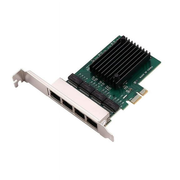 Pci-E X1 Gigabit Network Card Pci-Express 4 Port Ethernet Network Card Rtl8111F Ethernet Lan Card,1 x Network Card 1 x Short Iron Piece 1 x CD,Green