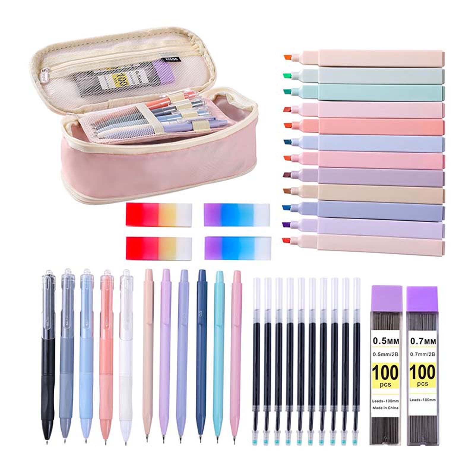 Pcksrro Full Set Of Large Capacity Handheld Fluorescent Pen Student Drawing Pen Stationery Pen Bag Combination Set 30Ml