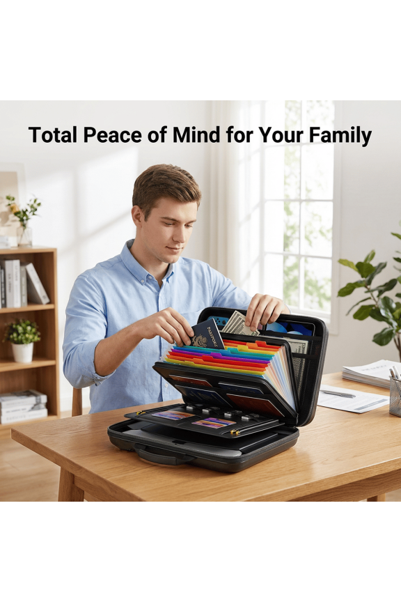 Lockable Hardshell Fireproof And Waterproof Document Organizer