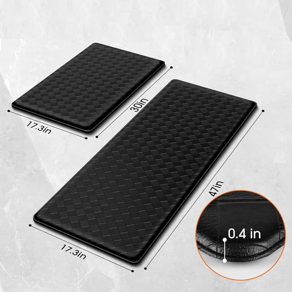 2Pcs Anti-Fatigue Mat, Cushioned Kitchen Mat -Comfort & Non Slip Cushion for Standing Desk, Office or Garage Floor, Ergonomic Kitchen Rugs and Mats Non-Slip Waterproof for Office, Bathroom,