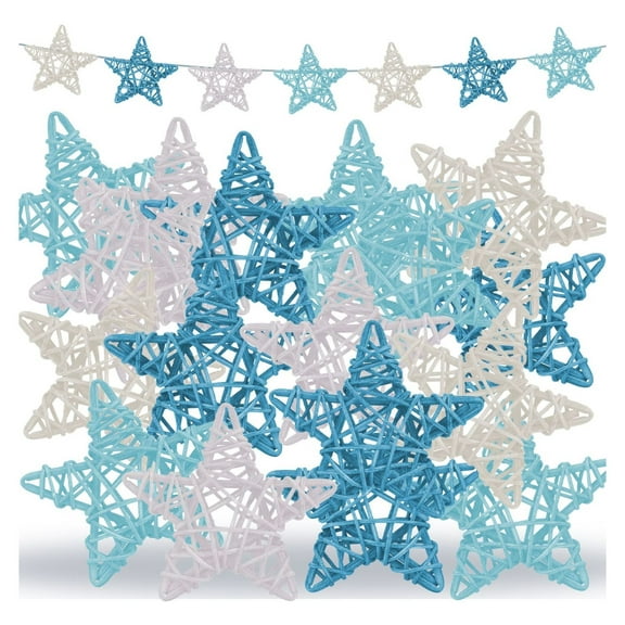 Pcs Blue Theme Wicker Rattan Ocean Party Star Rattan Decorative Blue White Mini Orbs Vase Fillers for Wicker Twig Orbs Spheres for Summer Wedding Accessories Vase Decoration