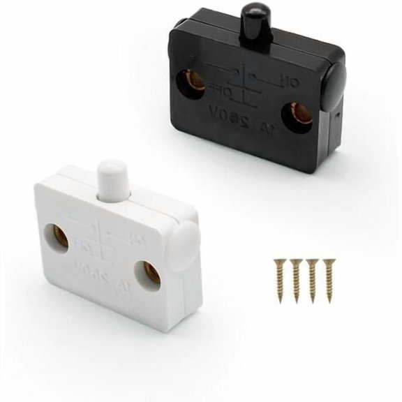 Pcs Cabinet Switch Recessed Automatic Switch for Cupboards with 4 Protective Cases and 4 Screws (Black + White)