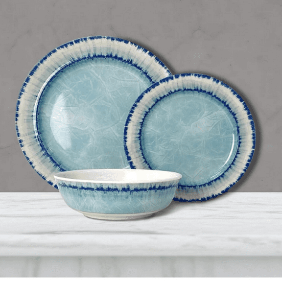 Pcs Dinner Dishes Set, Lightweight Unbreakable for Indoor and Outdoor Use, BPA Free, Dishwasher Safe, Light Blue