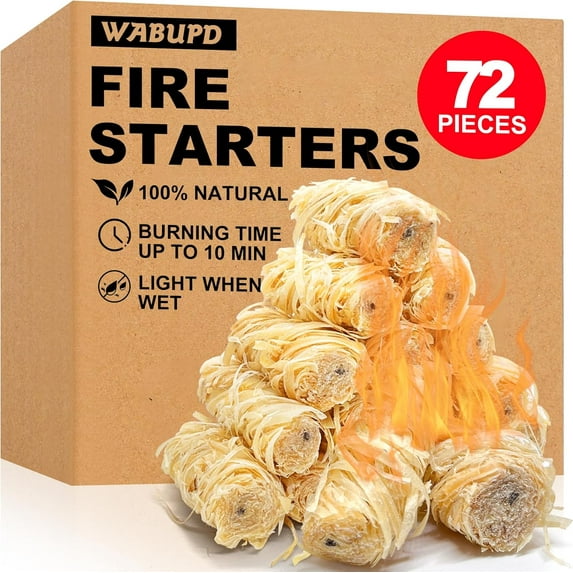 Pcs Fire Starter - Natural Fire Starters for Fireplace, Pellet Stove, BBQ, Pizza Oven, Fire Pit &Chimney, Fire Starters for Grill, Charcoal Starter (72, 72 Pieces)