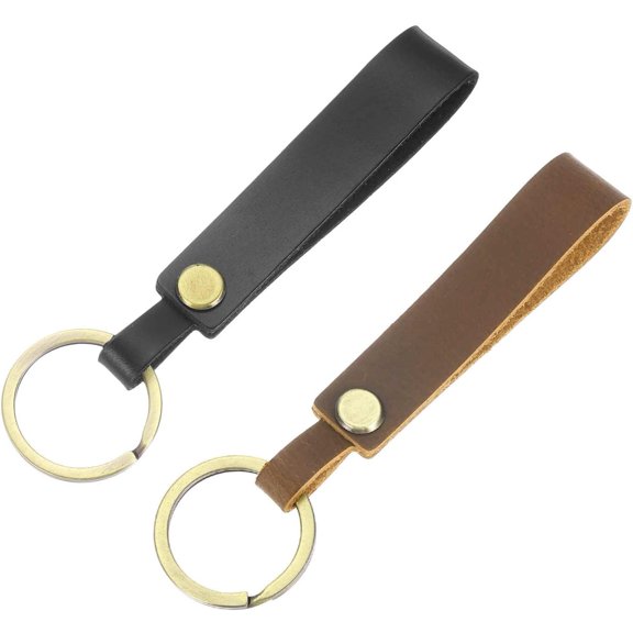 Pcs Genuine Leather Keychain Blanks, Vintage Bulk Rectangle Key Rings for Home Car Keys DIY Craft Gift Black & Brown -