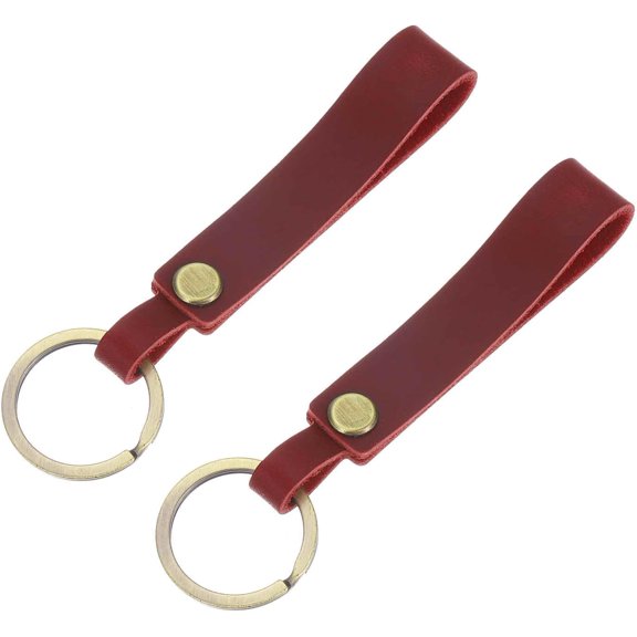 Pcs Genuine Leather Keychain Blanks, Vintage Bulk Rectangle Key Rings for Home Car Keys DIY Craft Gift Wine Red -