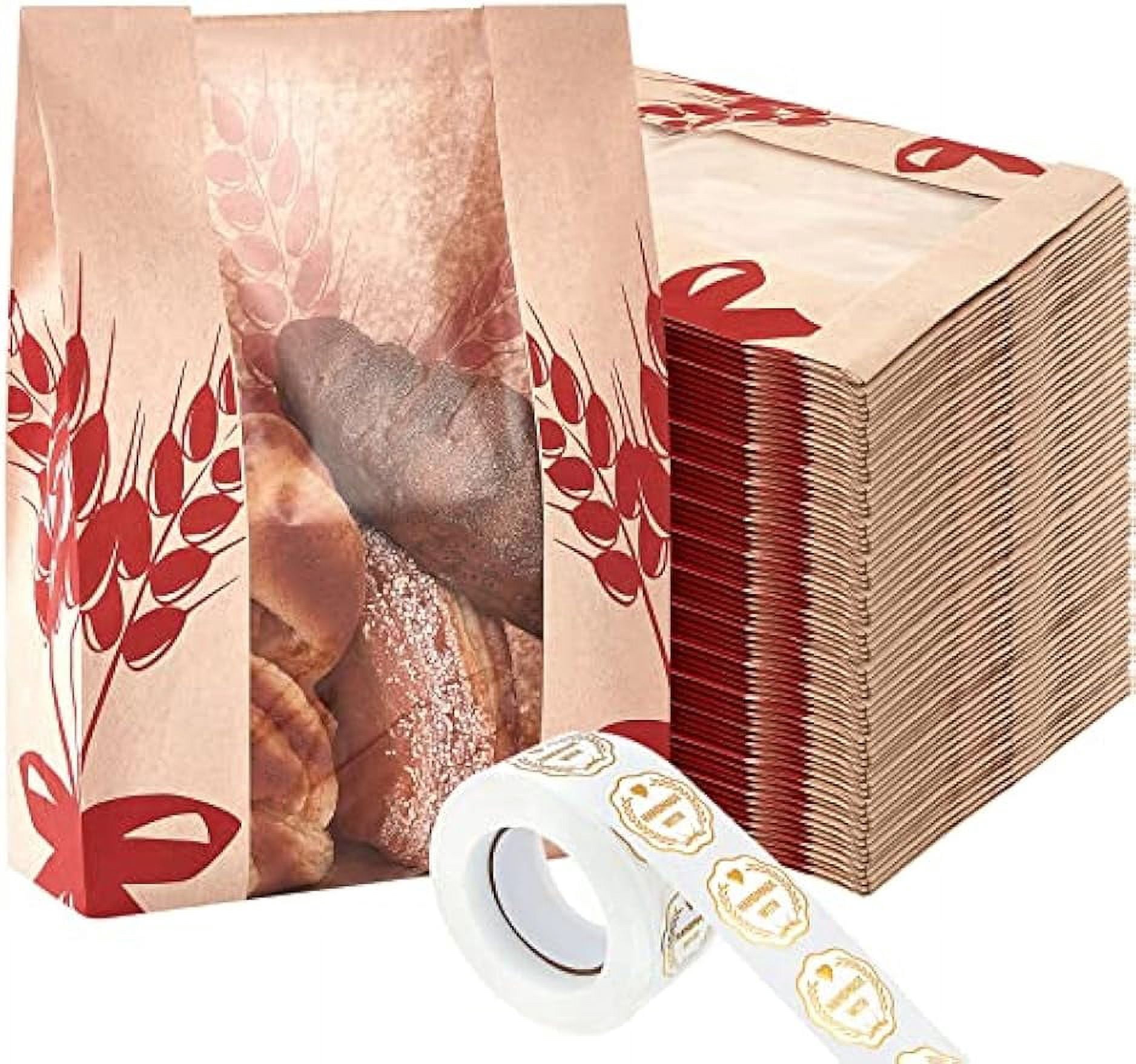 Pcs Kraft Paper Bread Loaf Bag with Clear Window Large Paper Bread Bags ...