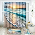 thumbnail image 1 of Pcs Summer Beach Shower Curtain Sets Sea Ocean Bathroom Set Decor with Non-Slip Rugs Bath U-Shaped Mat Toilet Lid Cover Waterproof Starfish Shell Bathroom Curtain Shower Set with 12 Hooks, 1 of 6