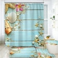 thumbnail image 1 of Pcs Summer Beach Shower Curtain Sets Sea Ocean Bathroom Set Decor with Non-Slip Rugs Bath U-Shaped Mat Toilet Lid Cover Waterproof Starfish Shell Bathroom Curtain Shower Set with 12 Hooks, 1 of 7