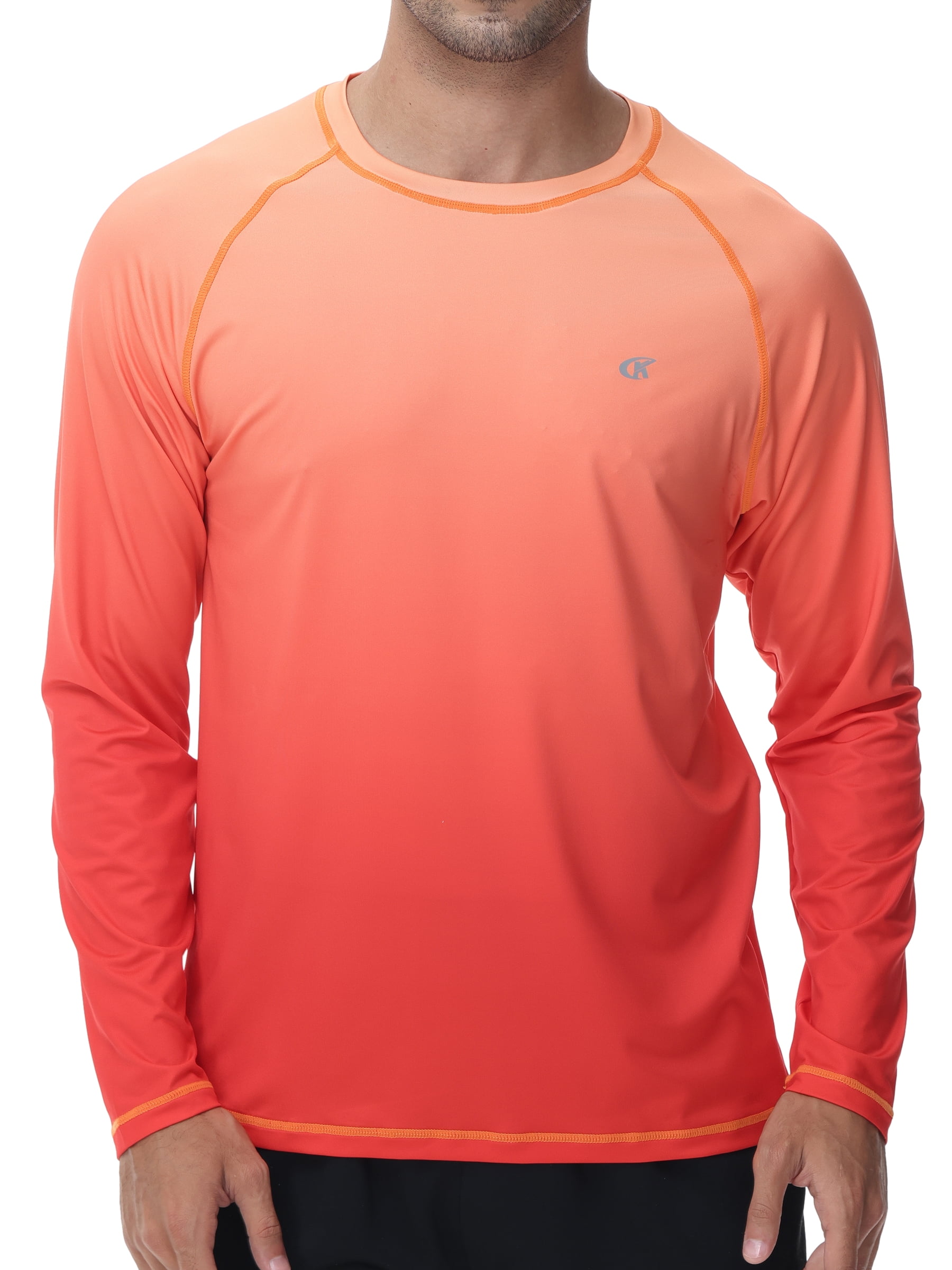 Pdbokew Long Sleeve Swim Shirts for Men Sun Protection Shirt Running Rashguard UPF 50+ UV