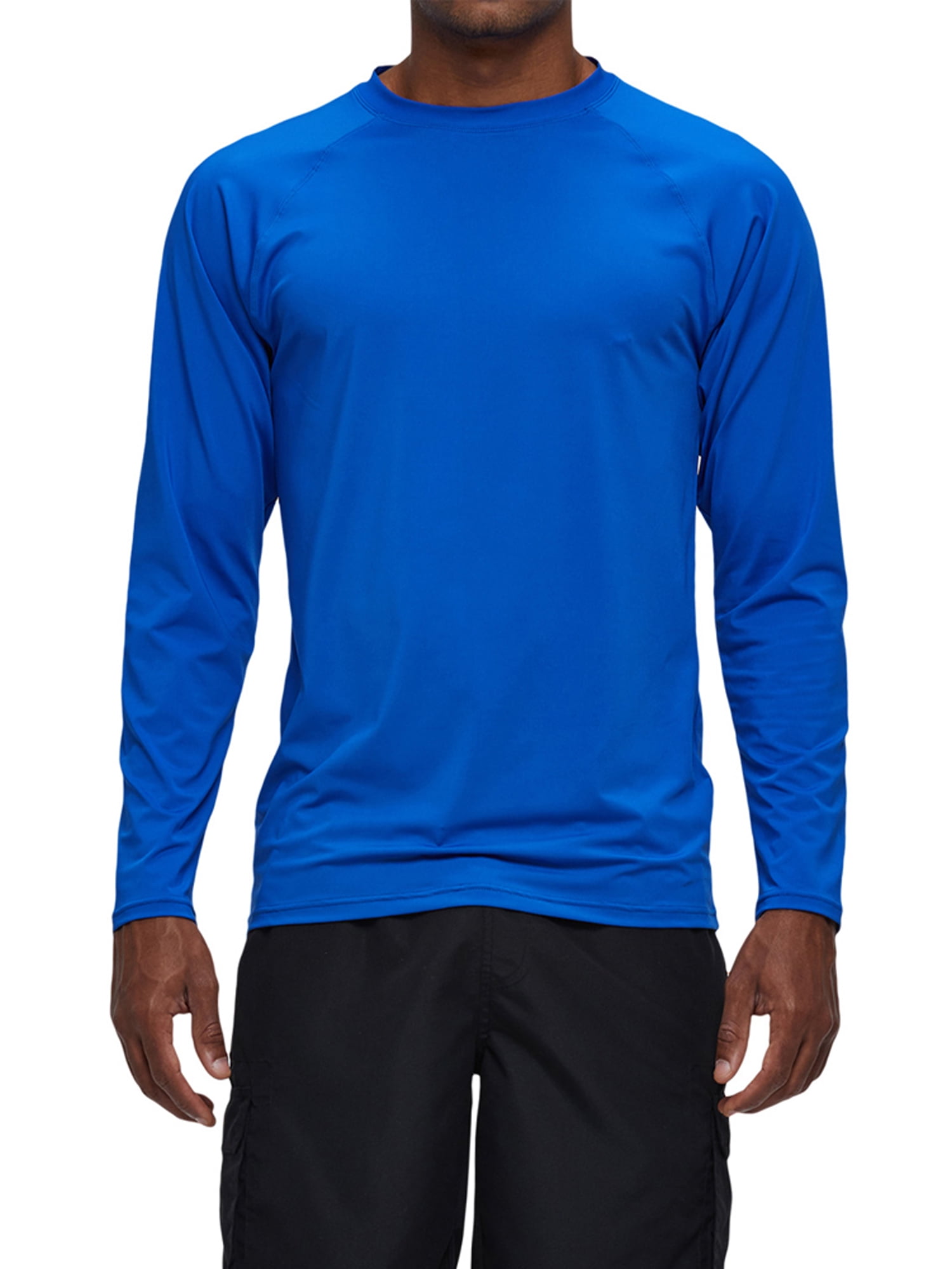 Pdbokew Long Sleeve Swim Shirts for Men Sun Protection Shirt Running Rashguard  UPF 50+ UV Swimwear Athletic Workout Blue Size 2XL 