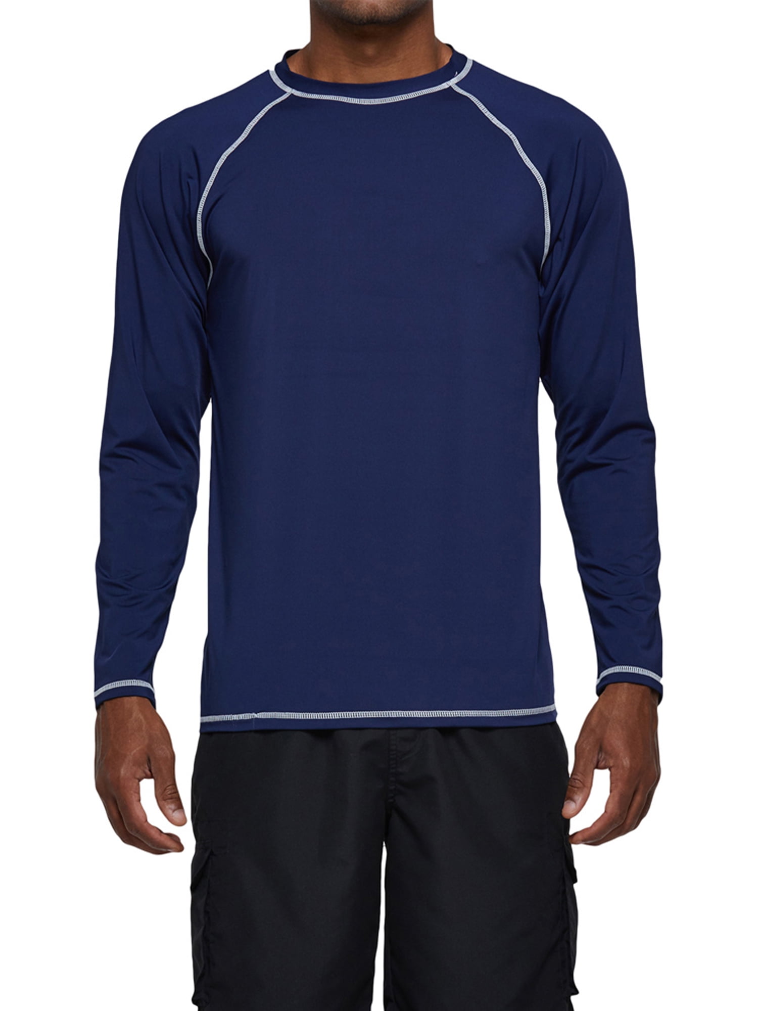 Pdbokew Long Sleeve Swim Shirts for Men Sun Protection Shirt Running  Rashguard UPF 50+ UV Swimwear Athletic Workout White Size L