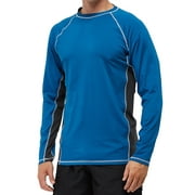 Weilanxin Long Sleeve Swim Shirts for Men Sun Protection Shirt Running Rashguard UPF 50+ UV Swimwear Athletic Workout PeacockBlue S
