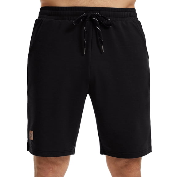 Men's Casual Shorts - Premium Cotton Blend with Elastic Drawstring Waistband, Side Pockets Relaxed Fit Lightweight Shorts for Walking, Travel, and Everyday Comfort Black 34