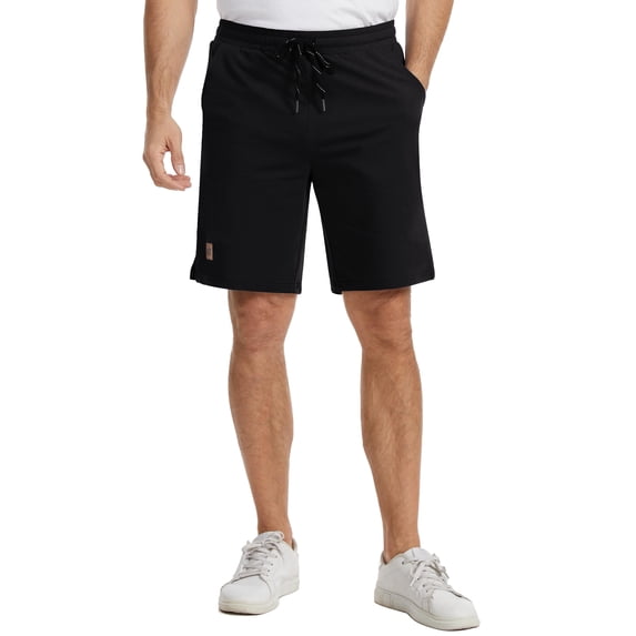 Pdbokew Men's Cotton Shorts 9-inch Lightweight Everyday Shorts Black 34