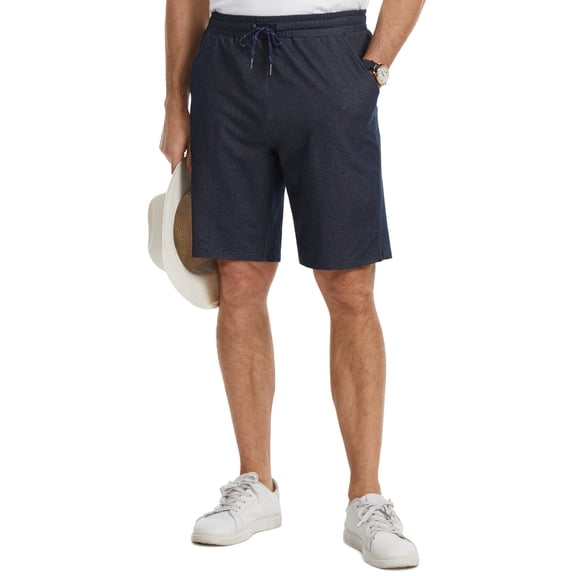 Pdbokew Men's Cotton Shorts 9-inch Lightweight Everyday Shorts Dark Blue 30