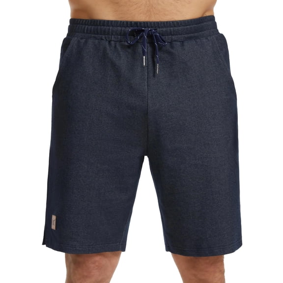 Men's Casual Shorts - Premium Cotton Blend with Elastic Drawstring Waistband, Side Pockets Relaxed Fit Lightweight Shorts for Walking, Travel, and Everyday Comfort Dark Blue 34