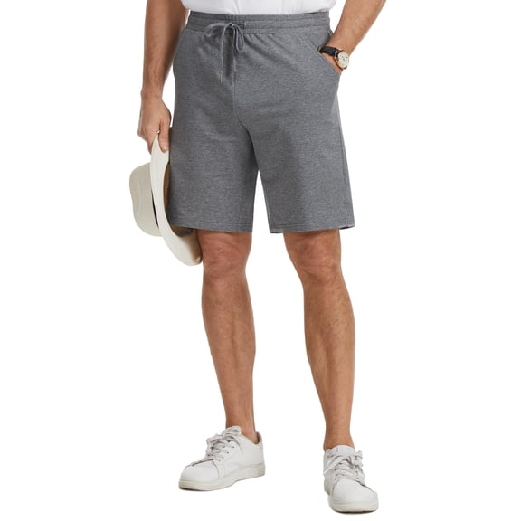 Men's Casual Shorts - Premium Cotton Blend with Elastic Drawstring Waistband, Side Pockets Relaxed Fit Lightweight Shorts for Walking, Travel, and Everyday Comfort Dark gray 34