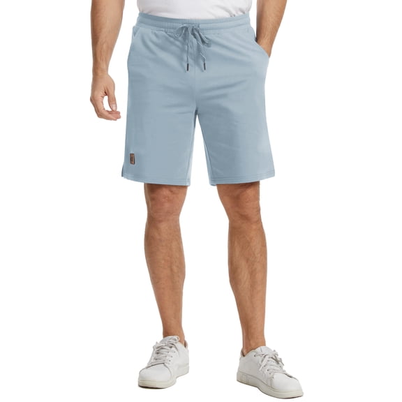 Men's Casual Shorts - Premium Cotton Blend with Elastic Drawstring Waistband, Side Pockets Relaxed Fit Lightweight Shorts for Walking, Travel, and Everyday Comfort Dust Blue 34