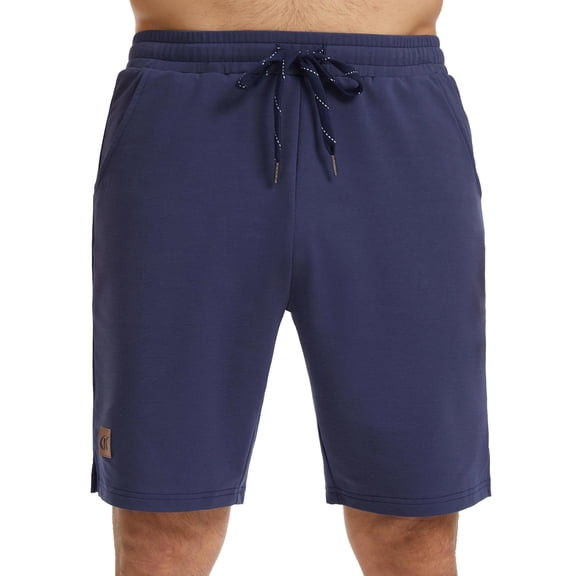 Men's Casual Shorts - Premium Cotton Blend with Elastic Drawstring Waistband, Side Pockets Relaxed Fit Lightweight Shorts for Walking, Travel, and Everyday Comfort Navy Blue 34