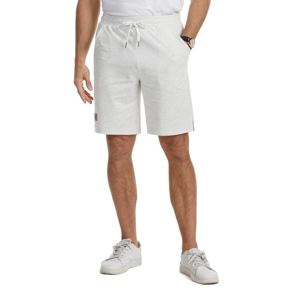 Men's Casual Shorts - Premium Cotton Blend with Elastic Drawstring Waistband, Side Pockets Relaxed Fit Lightweight Shorts for Walking, Travel, and Everyday Comfort White 30