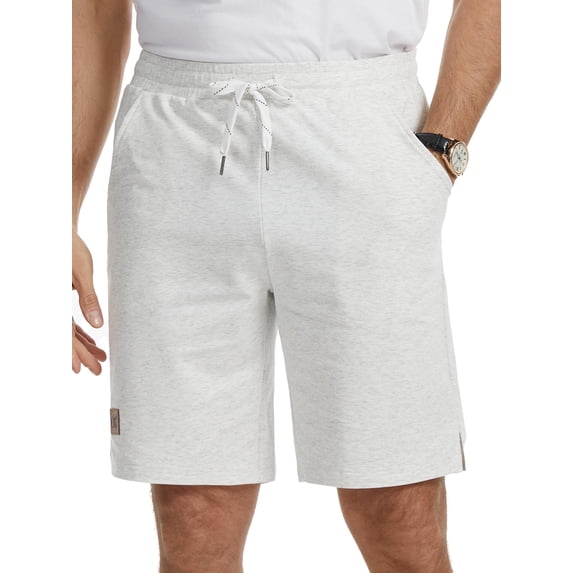 Men's Cotton Workout Shorts with Pockets,Casual Elastic Waist Drawstring Shorts 9" Inseam White 30