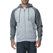 Pdbokew Men's Color Block Pullover Fleece Hoodie Casual Hooded Sweatshirts Tops Full Zip Jacket with Pocket Athletic Hoodies For Men Dark Grey Contrast Light Grey XL