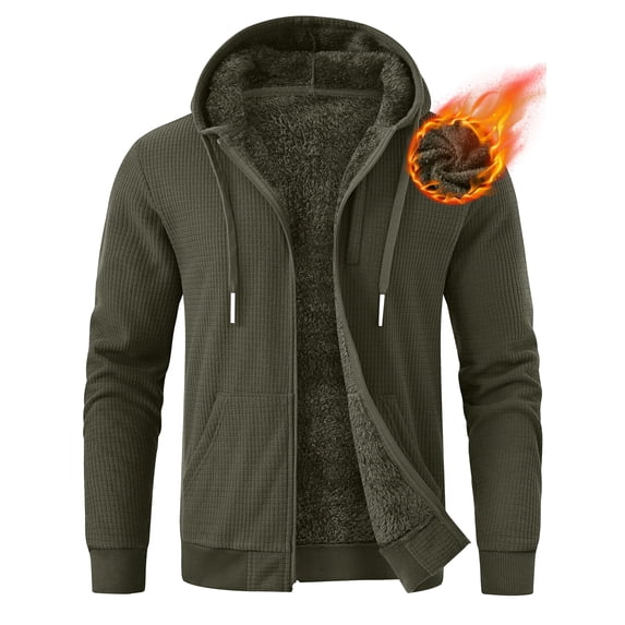 Pdbokew Men's Fleece Lined Hoodie Thick Hooded Jacket Winter Warm Sweatshirts Green S