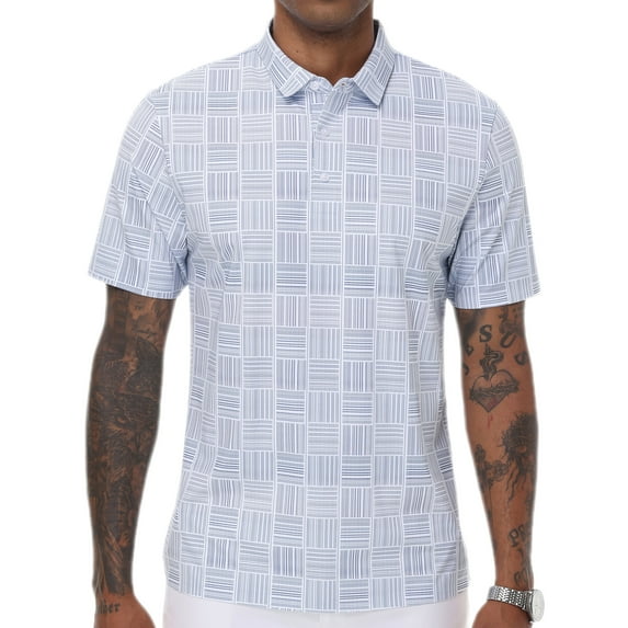 Weilanxin Men's Golf Polo Shirts Short Sleeve Striped Performance Moisture Wicking Dry Fit Golf Shirts for Men