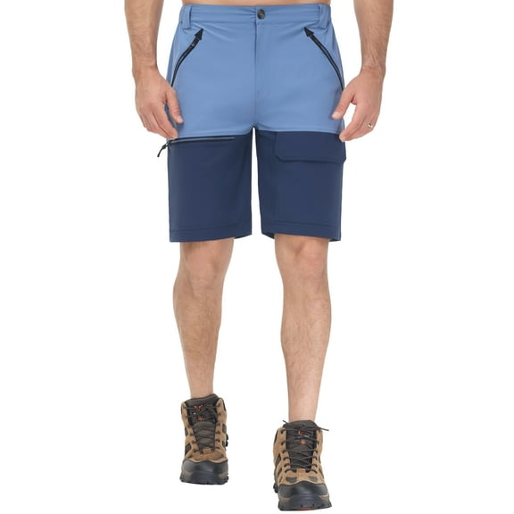 Pdbokew 6-Zipper Pocket Men's Hiking Shorts - Quick-Dry & Durable Outdoor Climbing Shorts with Contrast Color Design Greyblue M