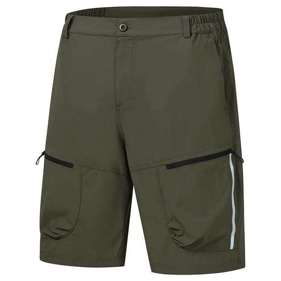 Weilanxin Men's Hiking Cargo Shorts Waterproof Reflective Stripe with 6 Zipper Pockets Army L