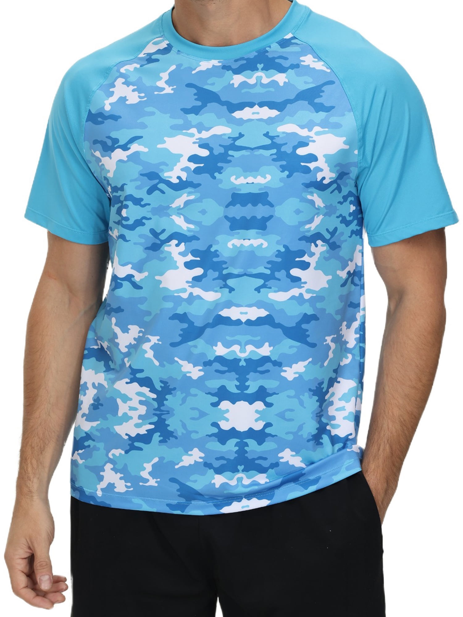 Weilanxin Men's Short Sleeve Swim Shirts Rash Guard UPF 50+ Quick Dry ...