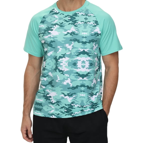 Weilanxin Men's Short Sleeve Swim Shirts Rash Guard UPF 50+ Quick Dry Shirt for Men Running Tops LightGreen XL