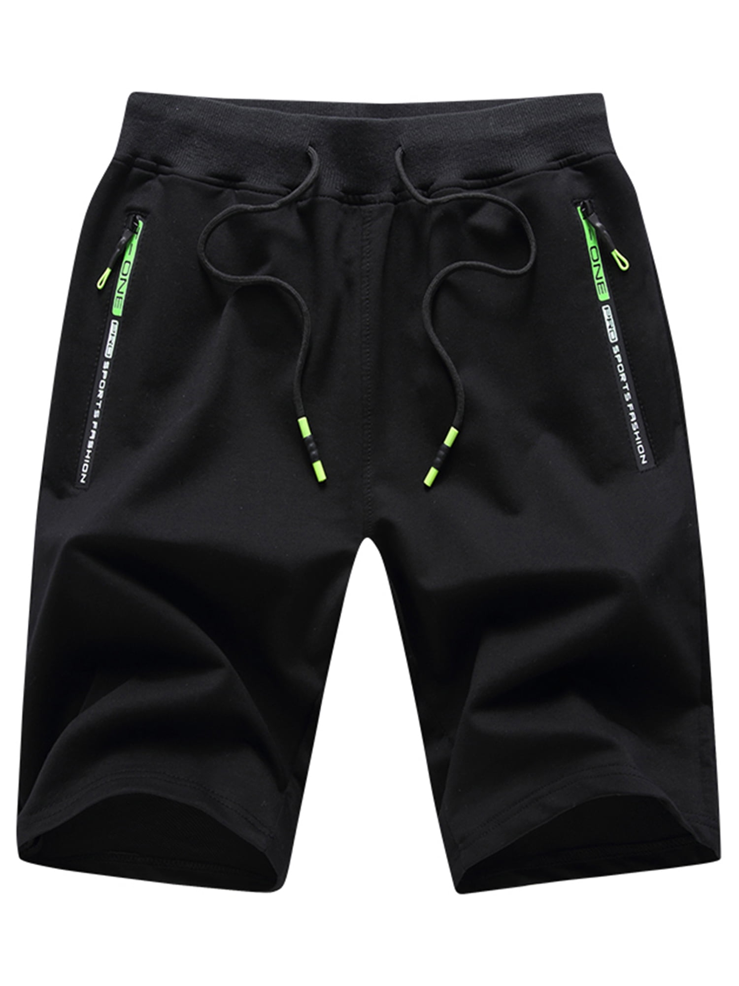 WEILANXIN Store Weilanxin Men's Shorts Casual Drawstring Elastic Waist Workout Shorts with Zipper Pockets Black 34