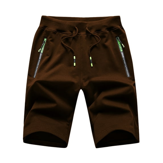 Weilanxin Men's Shorts Casual Drawstring Elastic Waist Workout Shorts with Zipper Pockets Coffee 40
