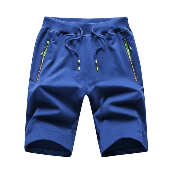 Weilanxin Men's Shorts Casual Drawstring Elastic Waist Workout Shorts with Zipper Pockets Royal Blue 38