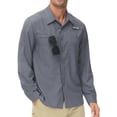 thumbnail image 1 of Pdbokew Men's Sun Protection Fishing Shirts Long Sleeve Travel Work Shirts for Men UPF50+ Button Down Shirts with Zipper Pockets Dark Grey L, 1 of 7